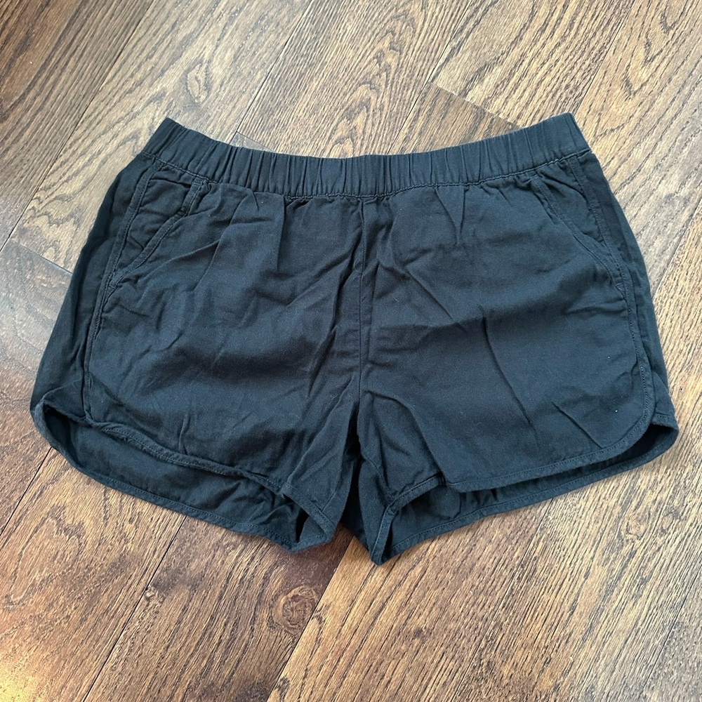 Madewell Black Cotton Shorts with Elastic Waistband